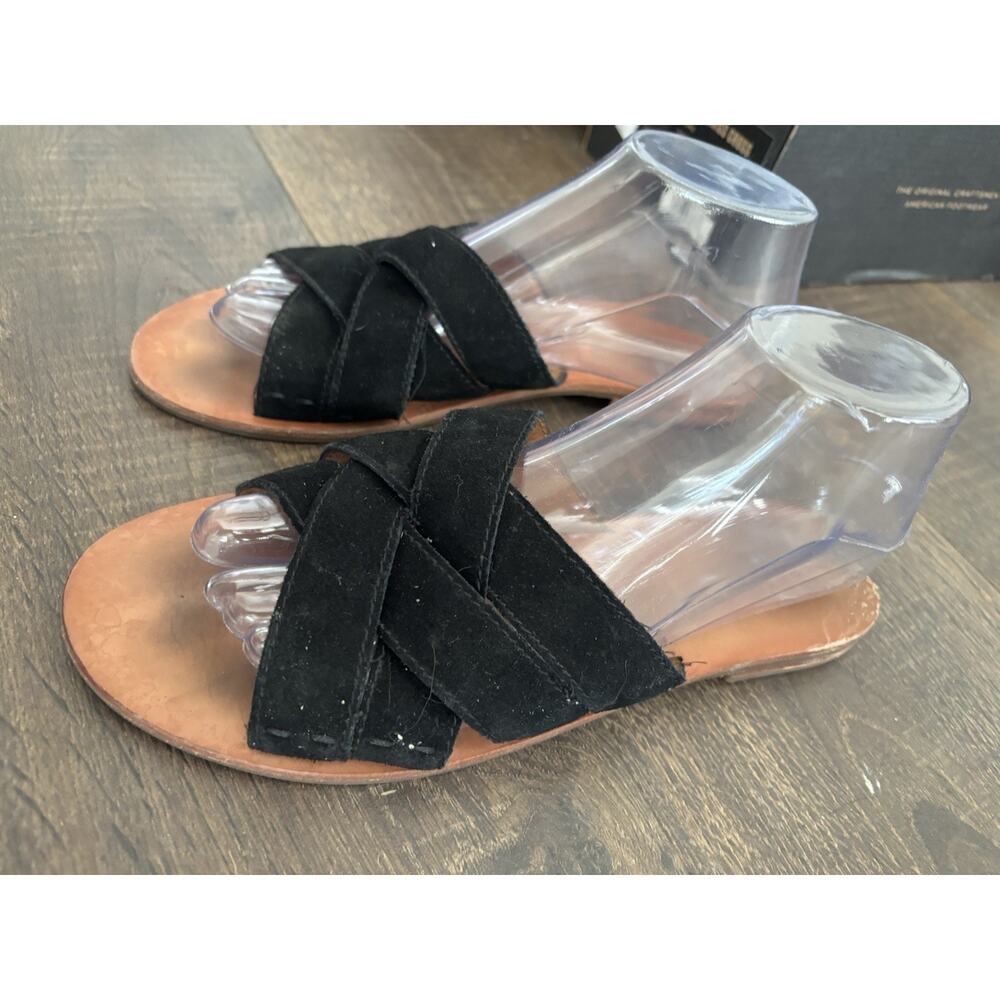 FRYE Carla Criss Cross Open Toe Casual Slide Sandals Black Size 8.5